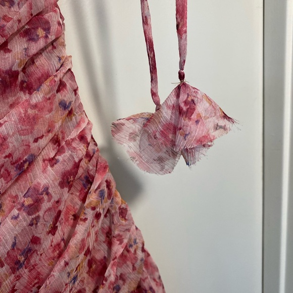 Misa Los Angeles Monet in Summer Ditsy, Pink Floral Chiffon Strapless Dress - Picture 10 of 10